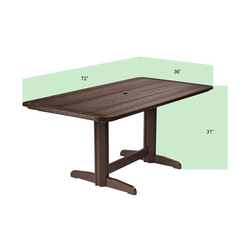 C.R. Plastic Products Outdoor Tables Dining Tables Rectangle Dining Table T11 Green