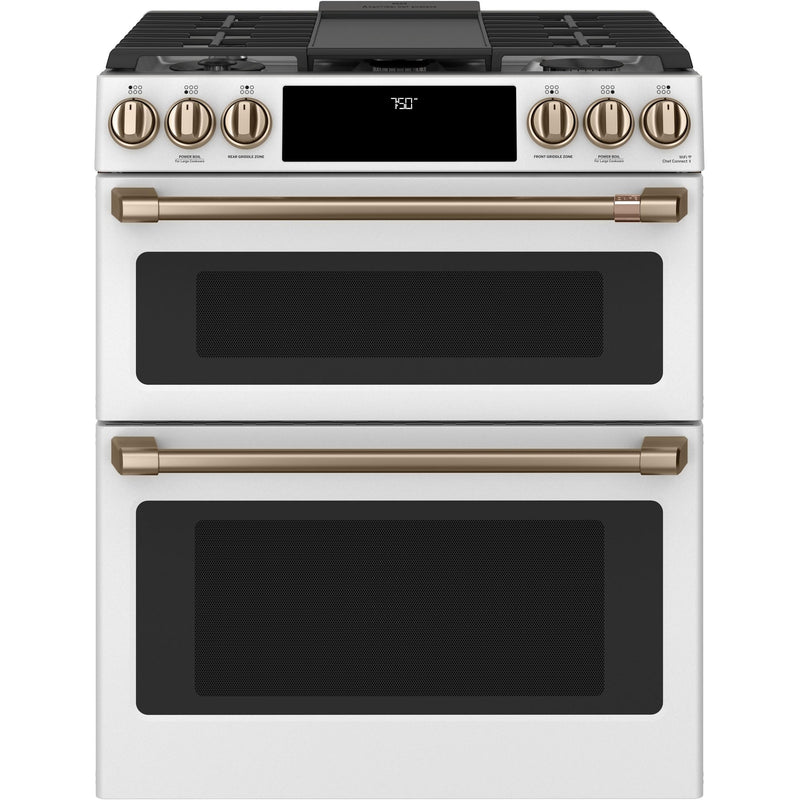 Café 30-inch Slide-in Gas Double Oven Range with Convection Technology CGS750P4MW2 IMAGE 2
