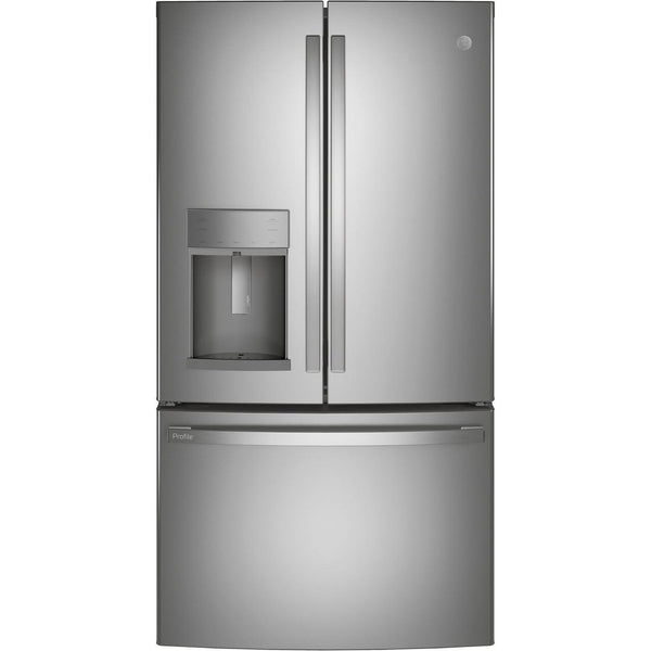 GE Profile 36-inch, 22.2 cu.ft. Counter-Depth French 3-Door Refrigerator with Water and Ice Dispensing System PYE22KYNFS IMAGE 1