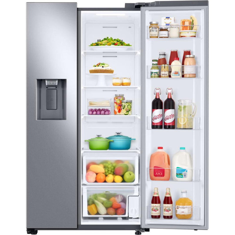  Samsung 36-inch, 27.4 cu.ft. Freestanding Side-by-Side Refrigerator with External Water and Ice Dispensing System RS27T5200SR/AA IMAGE 3