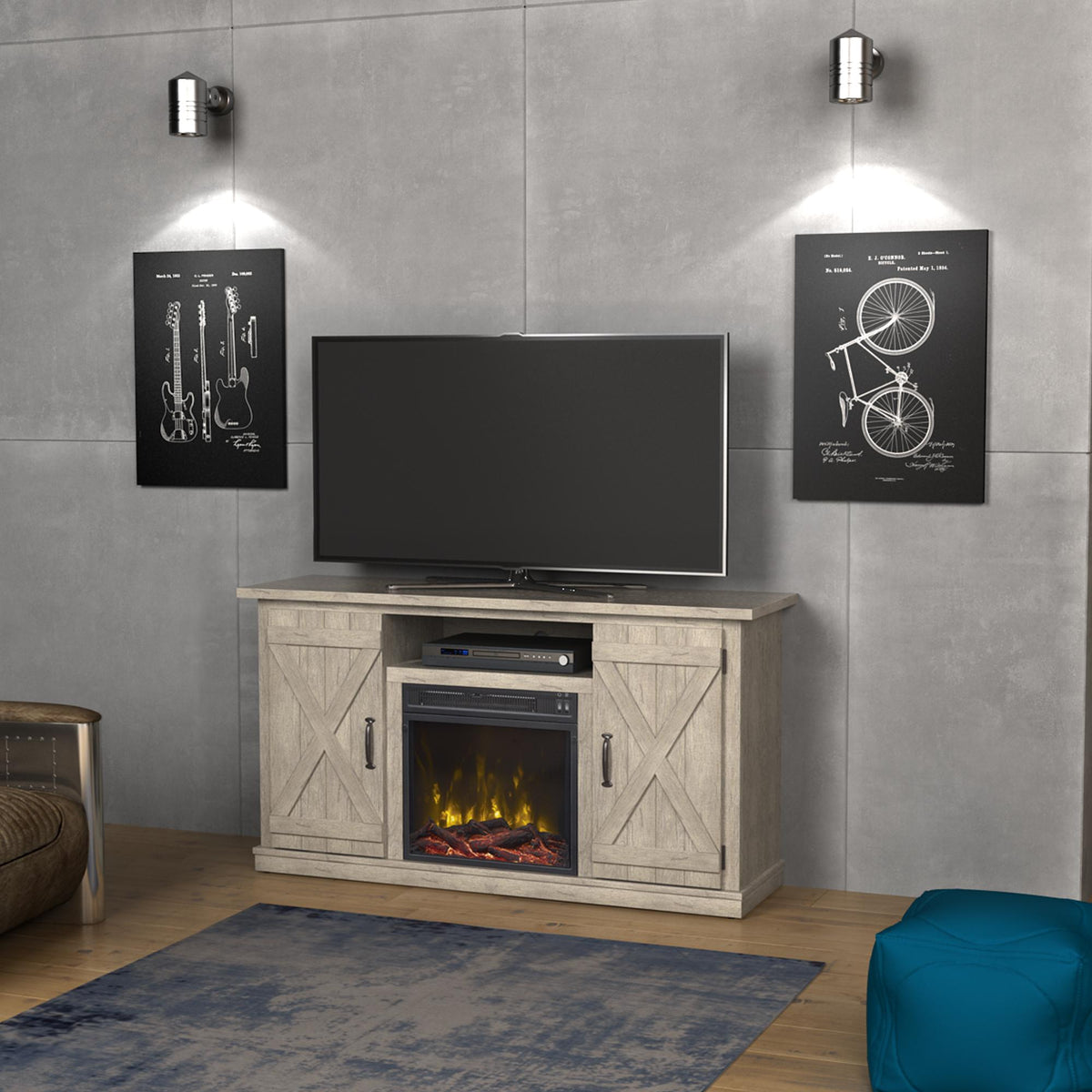 Twin-Star International Cottonwood 18MM6127-PD25S TV Stand with Electr