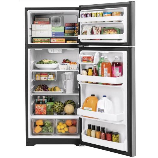 GE 28-inch, 17.5 cu. ft. Freestanding Top Freezer Refrigerator GTS18HYNRFS IMAGE 2