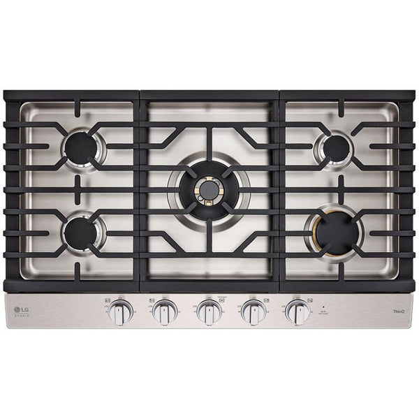 LG STUDIO 36-inch Built-in Gas Cooktop with UltraHeat™ Dual Burner CBGS3628S IMAGE 1