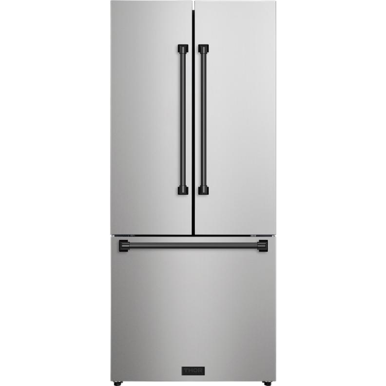  Thor Kitchen 30-inch, 17.7 cu. ft. Counter-Depth French 3-Door Refrigerator with Ice Maker RF3017FFD99-BLK IMAGE 1
