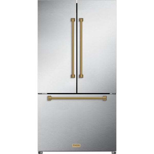  Thor Kitchen 36-inch, 20.3 cu. ft. Counter-Depth French 3-Door Refrigerator with Ice Maker RF3621CTD99-BRZ IMAGE 1