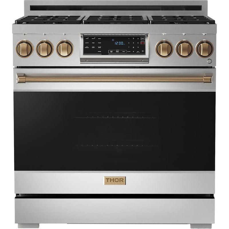  Thor Kitchen 36-inch Freestanding Gas Range with Tilt Panel RSG36-BRZ IMAGE 1