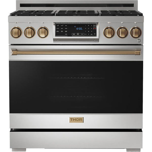  Thor Kitchen 36-inch Freestanding Gas Range with Tilt Panel RSG36LP-BRZ IMAGE 1